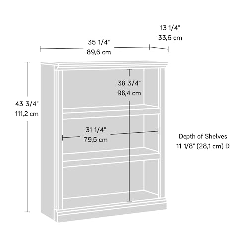 Image of Sauder 3 Tier Book Shelf Wooden Bookcase Multipurpose Bookshelf for Home Office, Living Room, in Glacier Oak