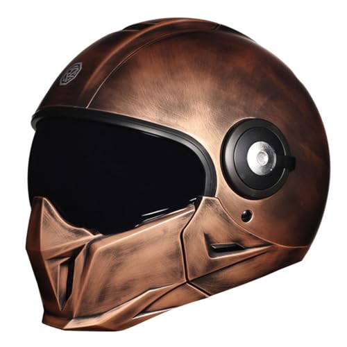 Retro Casco Modular De Moto Vintage Casco Integrales para Hombres Y Mujeres con Visera Solar 3/4 Casco Moto Jet Scooter DOTECE Homologado Cascos Abiertos De Moto 3,M:57-58CM