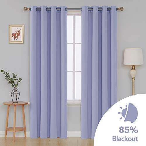 Image of Deconovo Blackout Curtain Darkening Panel for Bedroom or Living Room Grommet Thermal Insulated Reduce Drape, 52 x 95 Inch, Light Purple