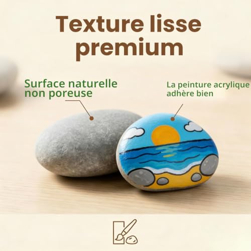 40 Galets à Peindre 1-3 cm, Pierres à Peindre Lisses Naturelles Plates, Idéaux pour DIY et Créations Artisanales, Faciles à Peindre – vue 3