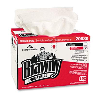 Brawny Industrial Premium DRC Wipes, Paper, 12-1/2 x 16-3/4, White, 152/Box
