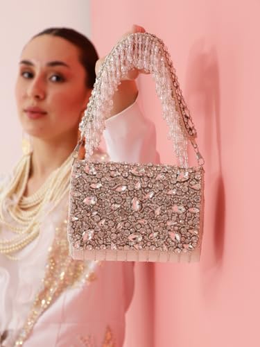 Image of THE TAN CLAN Grace Beige Flap Over Clutches for women Bag for Women- Elegant Evening Handbag, Stylish Purse, Perfect for Parties, and Special Occasions