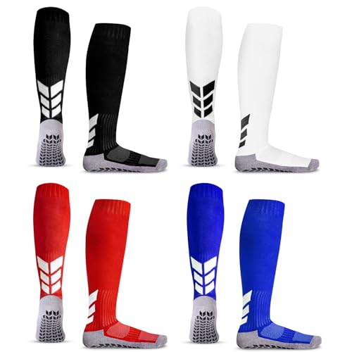 MENDENG Knee High Non-Slip Soccer Socks for Men & Women - Football, Basketball, Hockey Sports Grip Socks