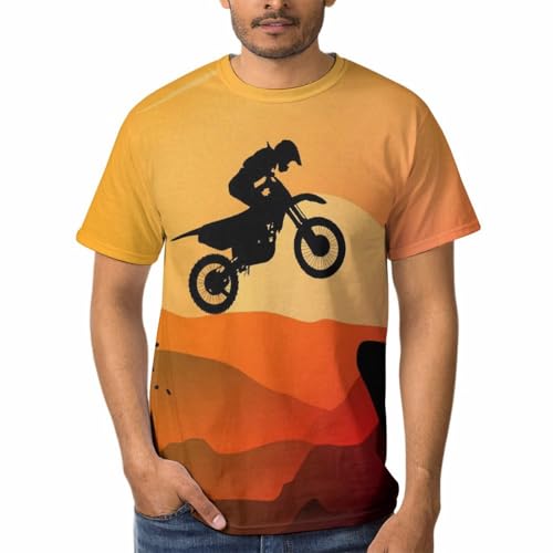 T-Shirt Moto Homme à Col Rond et Manches Courtes en Coton Doux