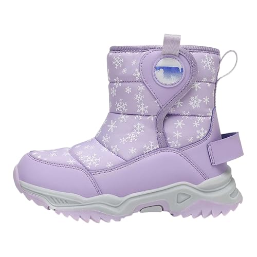 Kids Girls Boys Snow Boots Toddler Baby Furry Warm Winter Boots Waterproof Outdoor Sport Lightweight Mid Calf Shoes (Purple, 9 Toddler)