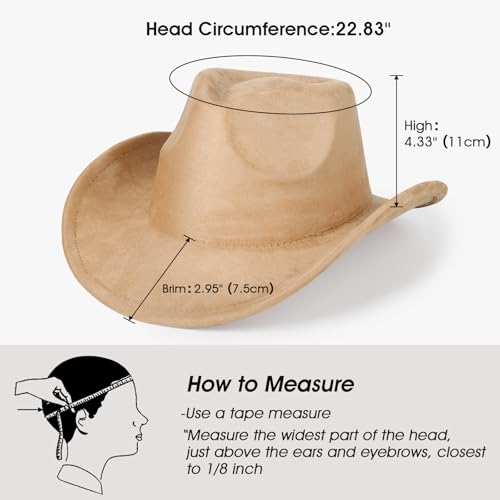 Image of 2 Pack Western Cowboy Hats for Women Men 2 Different hat Bands | Classic Felt Wide Brim Costume Cow Boy Hat Curved Brim Cowgirl Hat