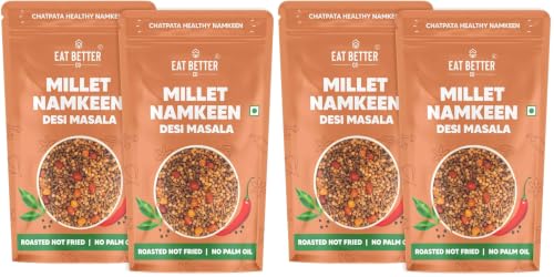Image of Millet Namkeen - Desi Masala - Chatpata, Healthy Namkeen Snack - Roasted, Not Fried | No Palm Oil | Healthy Replacement of Chips & Bhujia (Pack of 4-200 gm)