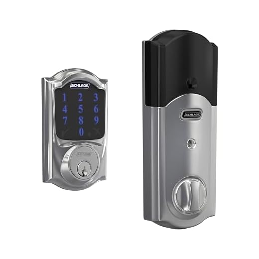 SCHLAGE BE469ZP CAM 625 Connect Smart Deadbolt With Alarm Inbuilt Camelot Trim In Bright Chrome