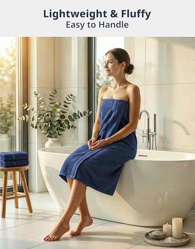 Image of Lane Linen Luxury Bath Towels Set - 12 Piece Set, 100% CottonBathroom Towels, Zero Twist, Extra Absorbent Super Soft, 4 Bath Towel, 4 Hand Towel, 4 Wash Cloths - Navy