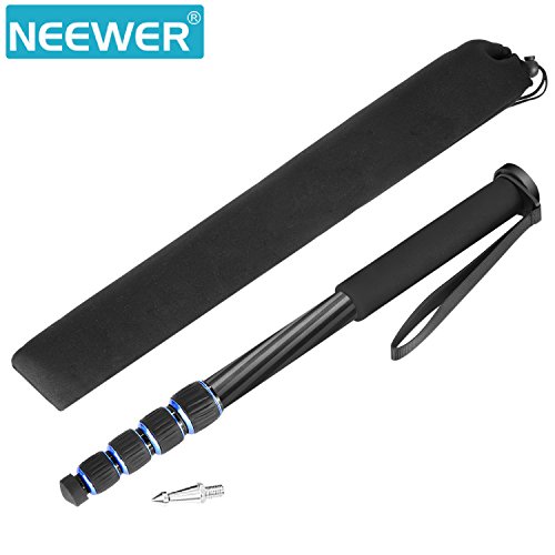 Neewer Monopode d'Appareil Photo, 5 Sections 48-163 centimètres Réglable Portable avec Sac de Transport pour Canon Nikon Pentax Sony Olympus DSLR (Noir+Bleu) (Fibre Carbone) - Image 3