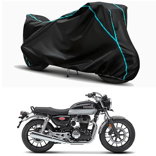 Image of Waterproof Bike Body Cover Compatible for | Honda Hness CB350 | Taffeta Fabric, Sky Piping Design, Bottom Elastic Fit | Dustproof, Sun UV & Rain Protection for All Weather.