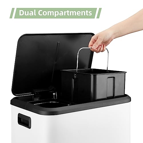Caneca de basura rectangular de 30 L con doble compartimento miniatura 3