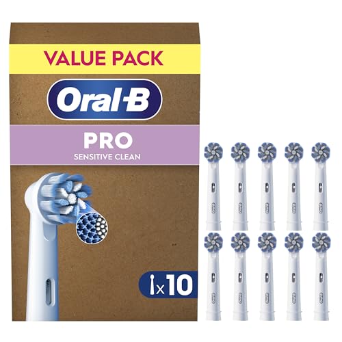 Oral-B Pro Sensitive Clean Electric Toothbrush Heads, 10 Count - Extra Soft Bristles, Original Replacement Brush Heads, Deep Plaque Removal, Gentle Cleaning for Teeth & Gums, Mailbox Compatible,