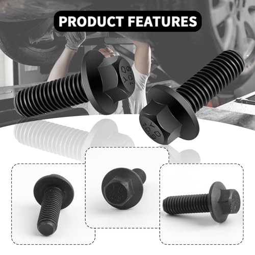 Image of 12PCS M8x1.25 Exhaust Manifold Bolts OEM#551696,Grade 10.9 LS Header Bolts Compatible with GM LS LT Series Pontiac Chevrolet,LS Exhaust Manifold Bolts Replacement Car Accessories