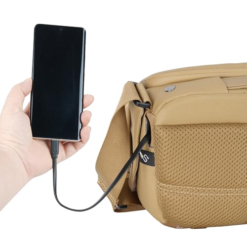 Image of VANGUARD VEO Metro S4L Camera & Everyday Shoulder Bag (Beige) - Fits Mirrorless /DSLR + 2 Lenses, 8.3 inch Tablet Storage, Top-Access Design, Travel-Ready