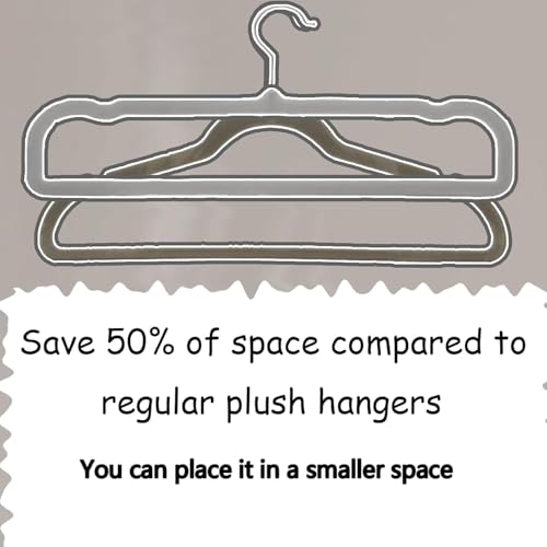 Image of 20 Pack Velvet Pants Hangers for Closet Space Saving, Thin Hanger (Grey) | 35cm(L) Heavy Duty Flocked Trouser Hangers, Durable, Clothes Hanger with Silver Swivel Hook, Jean Hangers for Women and Men
