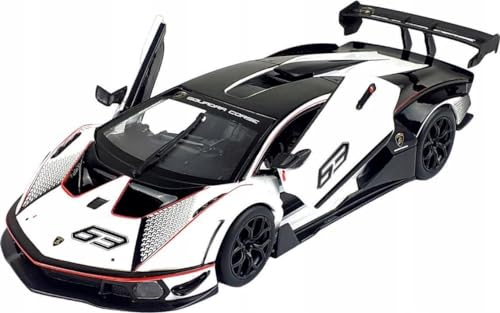 Image of DEOXY 1:24 Scale Lamborghini Essenza SCV12 Model Car Diecast Toy Cars Kids Toys with Sound and Light Door Can Be Opened Toy Vehicle for Kids Gift (White)