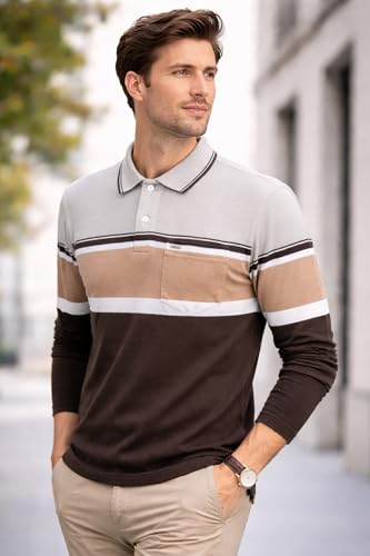 Image of Full Sleeve Polo T Shirt for Men Cotton with Pocket and Collar - Regular Fit Tshirt
