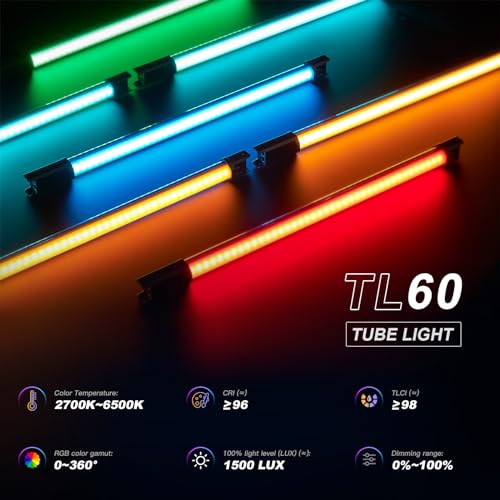 Image of Godox 2Pack TL60 Handheld Light Wand, RGB Stick Light for Photography, 2600mAh Rechargeable Tube Light for Video Shooting, APP Control 2700K-6500K for Studio Photography Recording Streaming