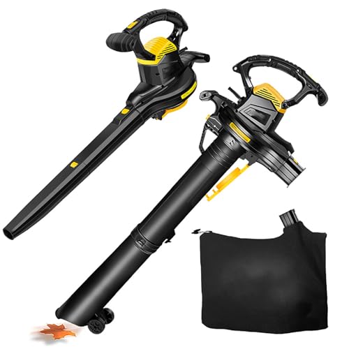 Soplador de hojas eléctrico de 3800 W, bolsa de recolección de 40 L, relación de trituración 16:1 para soplar hojas, escombros, esquejes de hierba, virutas, polvo
