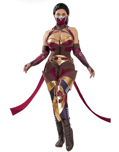 miccostumes Women's Costume Fighter Ninja Cosplay Top and Long Pants with Gloves and Vest (S)