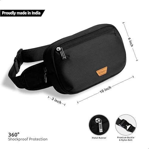 Image of Elmira Waist Bag for Men Women - Fanny Pack for Men Sling Bag for Men Chest Bag Crossbody Side Passport Travel Shoulder Small Waist Pouch for Mobile Cash (Black, WST-001A)