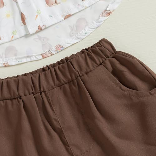 Image of Owl's-Yard Baby Boy Easter Outfits Rabbit Carrot Short Sleeve Button Down Shirts and Solid Color Shorts 2 Pcs Summer Set