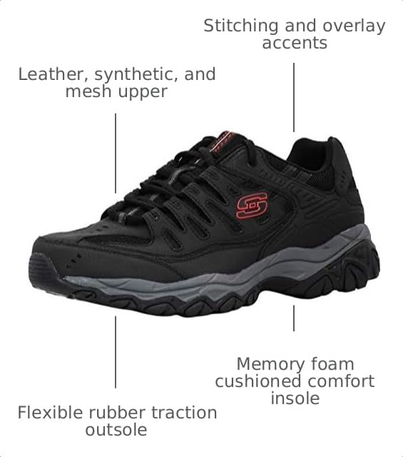 Image of Skechers Men's Afterburn M. Fit Fashion Sneakers - Leather Upper, Memory Foam Insole, Rubber Outsole