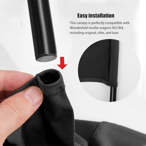 Image of Stretchy Panoramic Canopy Compatible with Wonderfold Stroller Wagons W2 /W4 All Model,UPF50+ Fabric Sun Shade and Protection for Riders(Black)