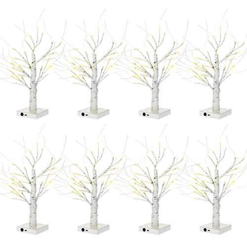 Macarrie 8 Pcs Light Up White Birch Tree Indoor...
