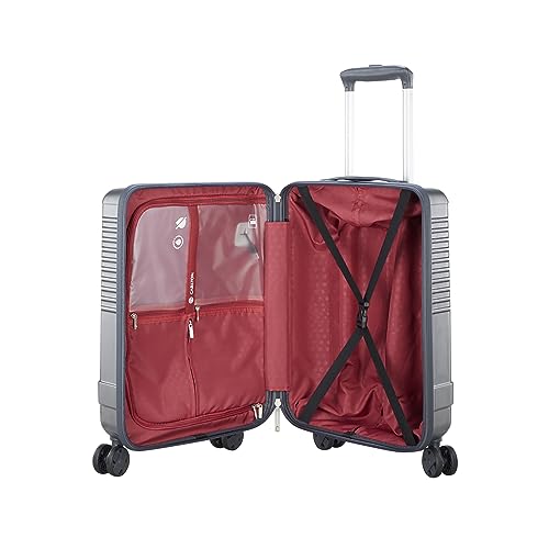 Image of Carlton Alumina | Cabin Trolley Bag, 56 Cm Small Hardsided Luggage | 8 Wheels, TSA Lock | Polycarbonate | Premium Suitcase for Travel | 5 Year International Warranty | Metallic Graphite