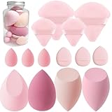 Makeup Sponge Set Blender Sponges 14 Pcs for Liquid Cream, and Powder Latex Free Multi-colored Sponges for Makeup Application with Storage Box Pink Gifts
