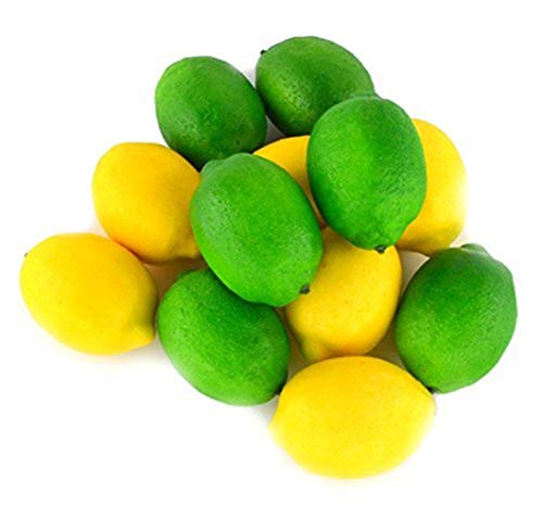 Image of Ulalaza 12Pcs Fake Lemon Artificial Fruits Model Lifelike Yellow&Green Lemon Home House Kitchen Party Decoration Desk Ornament