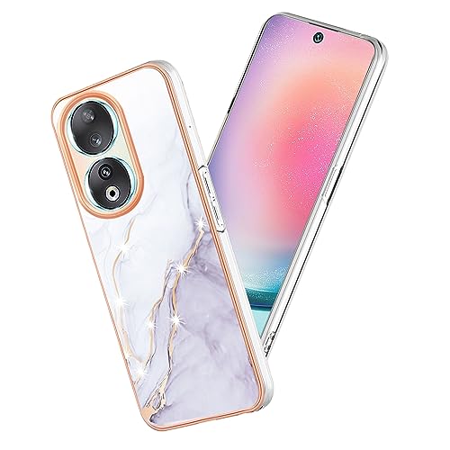 Coque Honor 90 silicone TPU motif rose fine et protectrice blanc