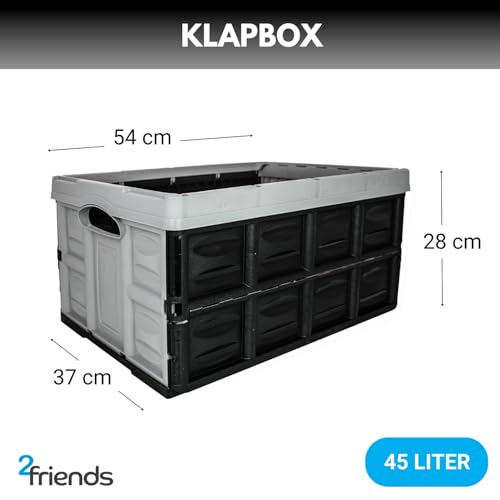 SUSTANIA Stabile Profi-Klappbox 4er Set - 54x37x28cm, 45L Faltbare Stapelbare Aufbewahrungsboxen Sand/Schwarz - Robuste Transportkisten mit Griffen