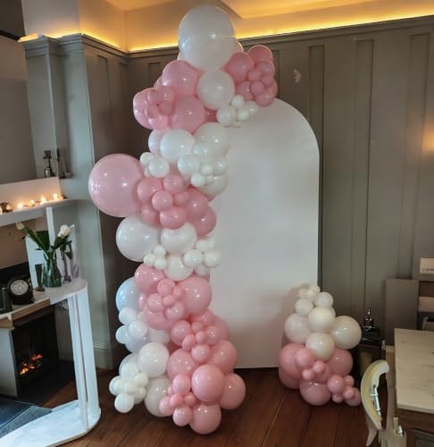 Image of Lukiituke Light Pink Balloon Arch Kit, 134Pcs Pink and White Balloons, Light Pink Balloons with 4 Sizes for Wedding Bridal Baby Shower Birthday Party Decorations