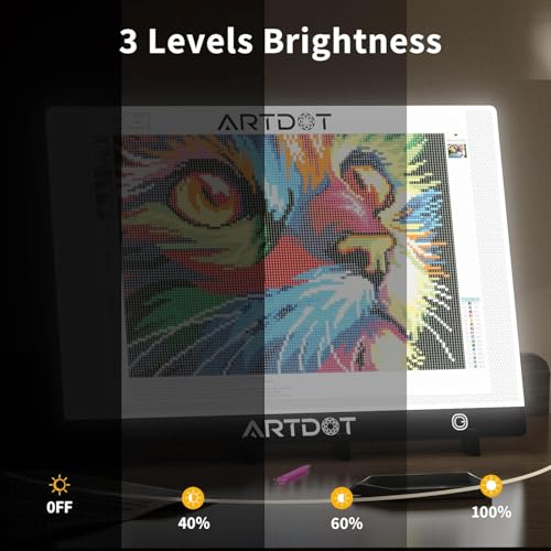 ARTDOT Diamond Painting Adultos, Mesa de Luz Dibujo A3 Tableta de Luz, Dibujo De Luz Super Delgado y Brillo Light Board Ajustable con Cable USB, Pintura Diamante Accesorios para Dibujar - imagen 3