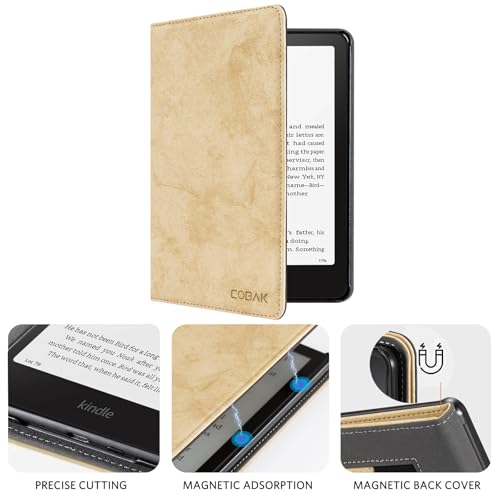 Image of CoBak Case with Stand for Kindle Paperwhite 12th Gen 2024 Released (7 inch) & Kindle Colorsoft Signature Edition - Durable PU Leather Cover with Auto Sleep Wake, Card Slot, Hand Strap Feature