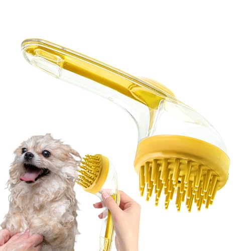 Cepillo de baño para perros | Cepillo de ducha suave para perros con mango largo - Cepillo reutilizable de cerdas de silicona para gatos, accesorio de ducha para pelo largo y corto, cachorro, gatito