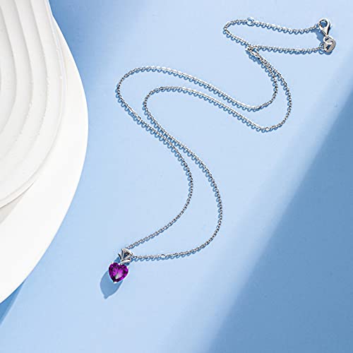 Agvana Jewelry For Women 14K Solid White Gold Amethyst Heart Pendant Necklace With Sterling Silver Chain February Birthstone Necklace For Women Fine Jewelry Anniversary Birthday Gifts For Women Mom #TOP3