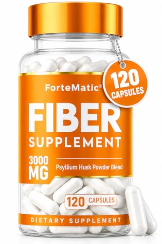 Fortematic Psyllium Husk Capsules 3000mg – Fiber Supplement for Digestive Health, Gut Health & Regularity, Soluble Fiber Supplement with Aloe Vera, Chia Seed & Flaxseed, 120 Capsules