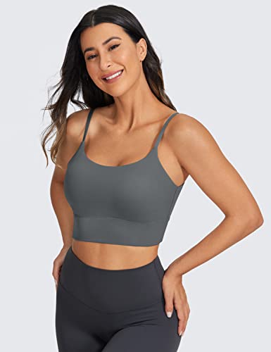 Image of CRZ YOGA V Back Longline Sports Bras | Medium Support, Removable Pads, Yoga, Brushed, Scoop Neck, Spaghetti Straps, for Women