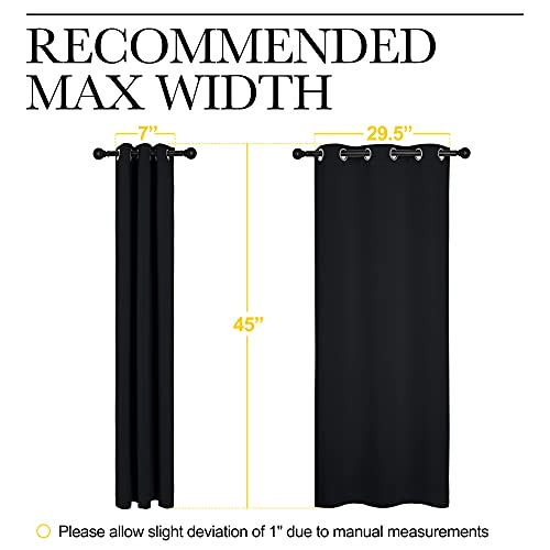 Nicetown Bathroom Blackout Curtains And Drapes, Black Solid Thermal Insulated Grommet Blackout Drapery Panels For Window (2 Panels, 34 Inches Wide By 45 Inches Long, Black) #TOP6