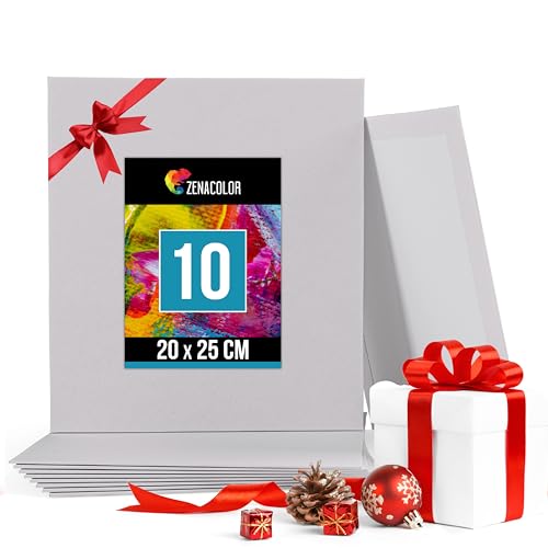 Zenacolor   Set de 10 Canvas   Lienzos para Pintar 20x25cm   Todos los Tipos de Pintura sobre Tela   100% Algodón sin Ácidos