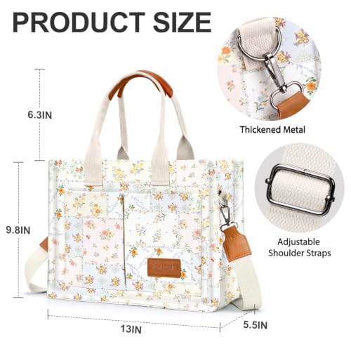 Image of Canvas Tote Bag for Women with Pockets Crossbody Bag Tote Shoulder Handbags Casual Work Bags Everything Tote Bag