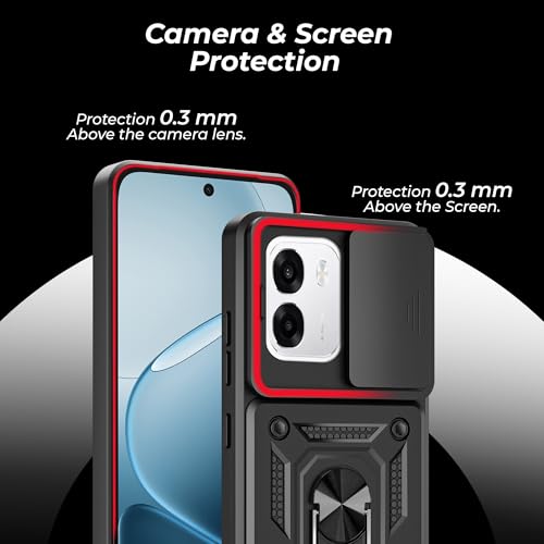 Image of A rtistque Armor Bumper Back Cover Case for Oppo K14 5G / Oppo A6 Pro 5G | Ring Holder Stand | Sliding Camera Protection | Shockproof Heavy Duty Design | Oppo K14 Back Cover - Black