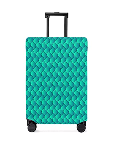 Travel Luggage Cover Spandex Elastic Suitcase Cover for Luggage, Scratch Proof Luggage Cover Protector for Trunk Case 29-32 Inch Luggage, Ombre Retro Ripple Teal