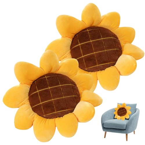 La Mejor Selección de Regalo sofa que puedes comprar esta semana. 30 2 Piezas de Almohada de Piso de Girasol 15 cojín de Flores Suave y Lindo Almohadilla Multifuncional de la Almohadilla de la flor de la flor para la Cama sofá sofá sofá Regalo...