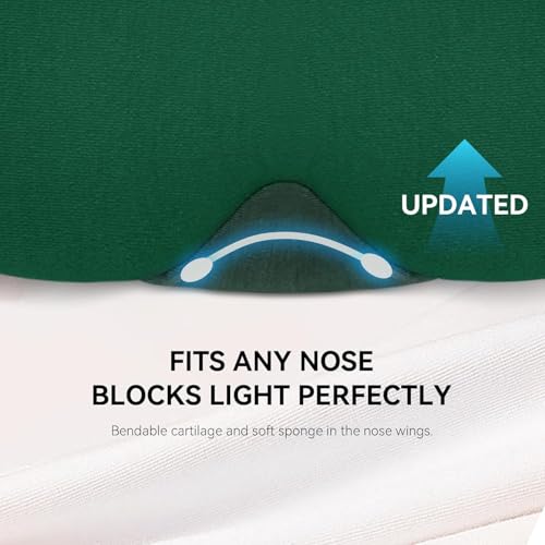 Image of Mavogel Cotton Sleep Eye Mask, Breathable Light Blocking Sleep Mask | Soft Comfortable Night Eye Mask for Men Women, Eye Cover for Travel /Sleeping /Shift Work, Includes Travel Pouch (Green)