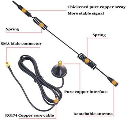 Miniatura 4 de Antena WiFi de doble banda 2.4GHz 5GHz 5.8GHz 12dBi 0.14 oz Base magnética SMA Antena macho para enrutador WiFi, repetidor de señal repetidor,